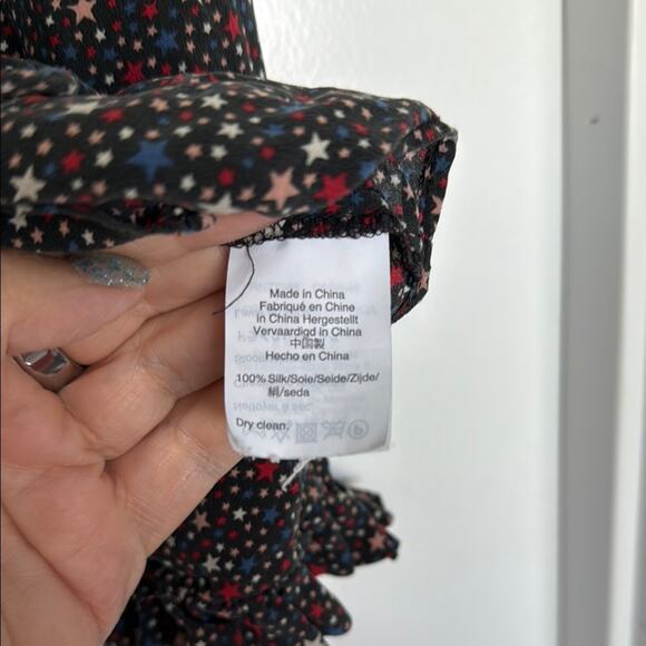 Madewell Silk Ruffle-Hem Wrap Top in Starry Night, S - Picture 8 of 8